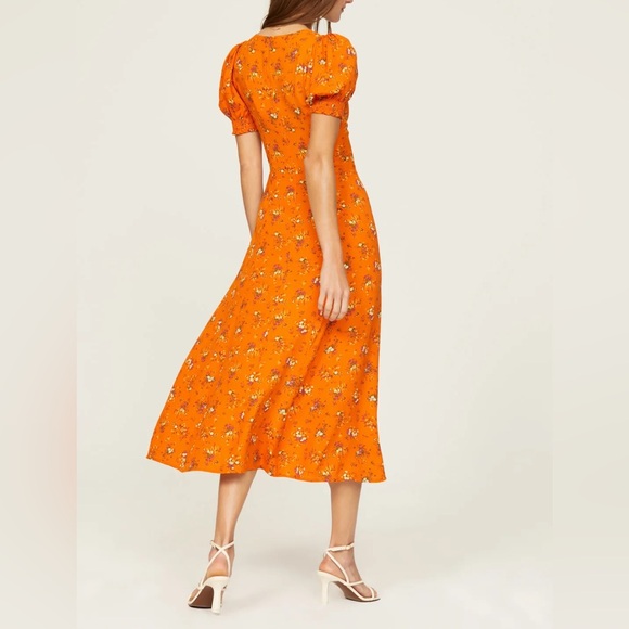 NWT Reformation Lacey Dress in Floral Orange color - Picture 5 of 7